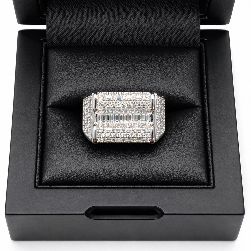 925 Sterling Silver 1.80CT MOISSANITE Iced Out Men’s Ring Size 10 or 11